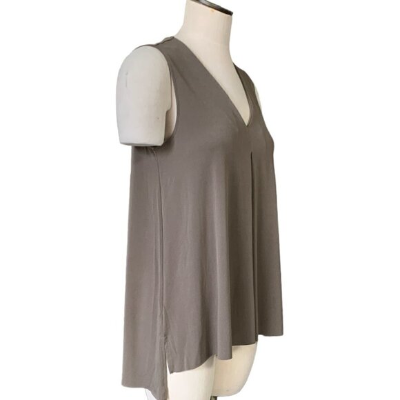 Banana Republic Loose Hi-Lo V-Neck Pleat Front Swing Tank Top Khaki Beige S #65F - Picture 3 of 7